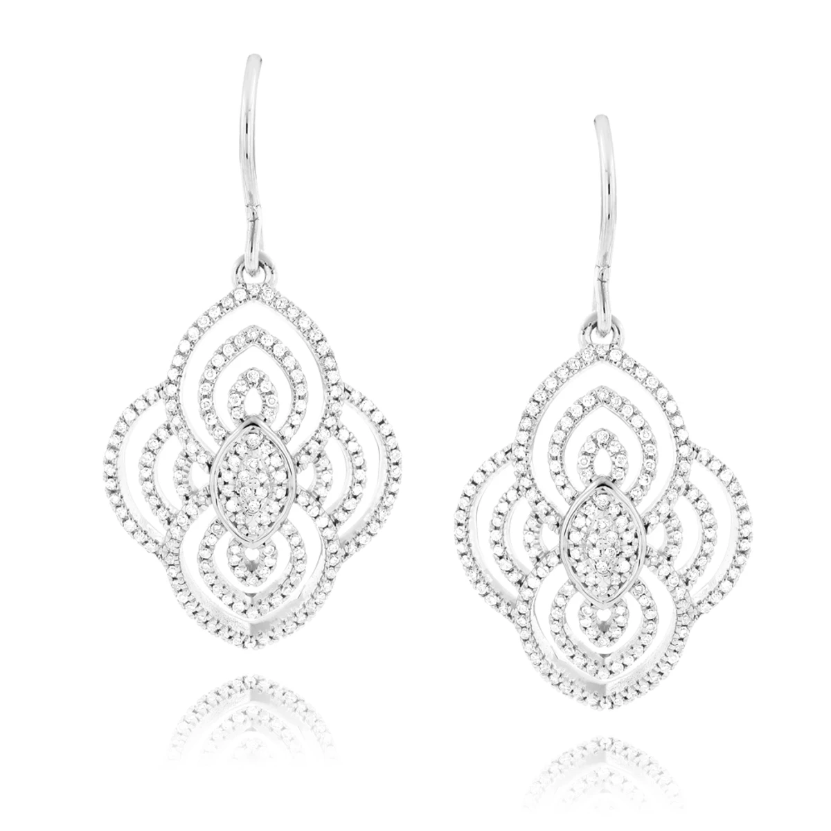 Designer Drop Diamond Earrings For Women 0.6ct 14K White Gold 3 Designer Drop Diamond Earrings For Women 0.6ct 14K White Gold
