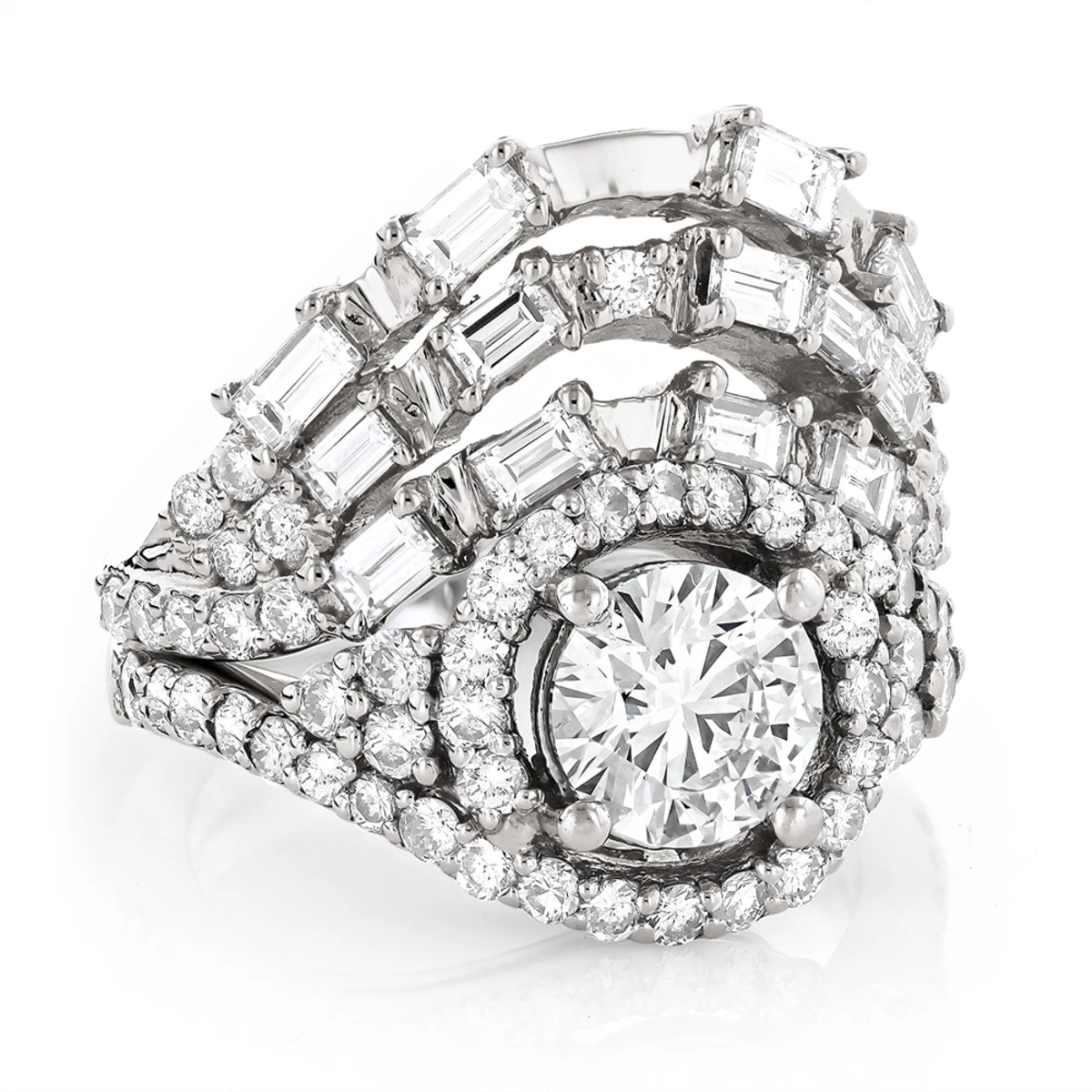 Designer Halo Diamond Engagement Ring Set 3ct 14K Yellow Gold Trigram I Ching 4 Designer Halo Diamond Engagement Ring Set 3ct 14K Yellow Gold Trigram I Ching - Image 2