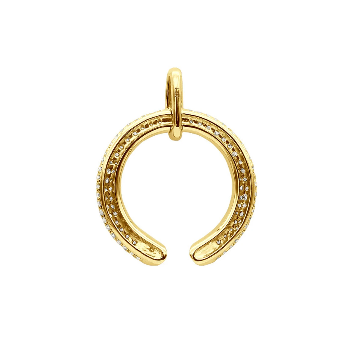 Designer Horseshoe Diamond Pendant Necklace For Women 14K Yellow Gold Good Luck Symbol 0.8ct 7 Designer Horseshoe Diamond Pendant Necklace For Women 14K Yellow Gold Good Luck Symbol 0.8ct - Image 5