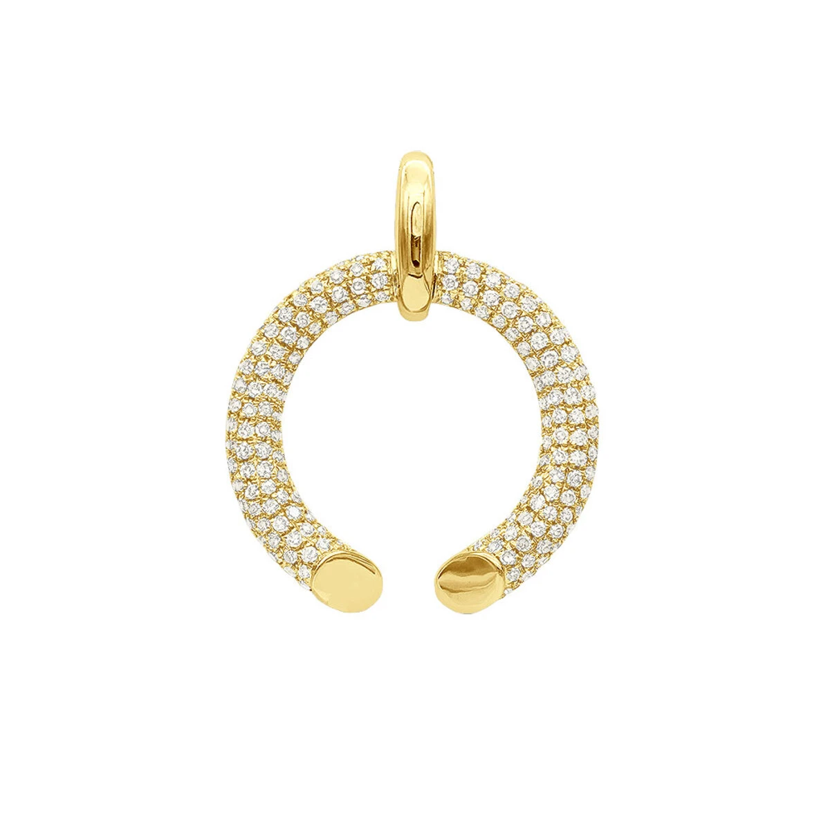 Designer Horseshoe Diamond Pendant Necklace For Women 14K Yellow Gold Good Luck Symbol 0.8ct 3 Designer Horseshoe Diamond Pendant Necklace For Women 14K Yellow Gold Good Luck Symbol 0.8ct