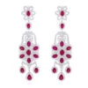 14K White Gold Designer Chandelier Ruby Diamond Earrings By Luxurman