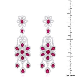 14K White Gold Designer Chandelier Ruby Diamond Earrings By Luxurman -H'Hen Sale Store designer jewelry chandelier ruby diamond earrings by luxurman 14k gold rulerwh