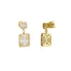 Designer Ladies Round & Baguette Diamond Drop Earrings 14K Yellow Gold 1.75ct