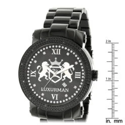 Large Designer Luxurman Phantom Black Diamond Watch For Men 0.12ct -H'Hen Sale Store designer large watches luxurman phatom black diamond watch for men 012ct ruler