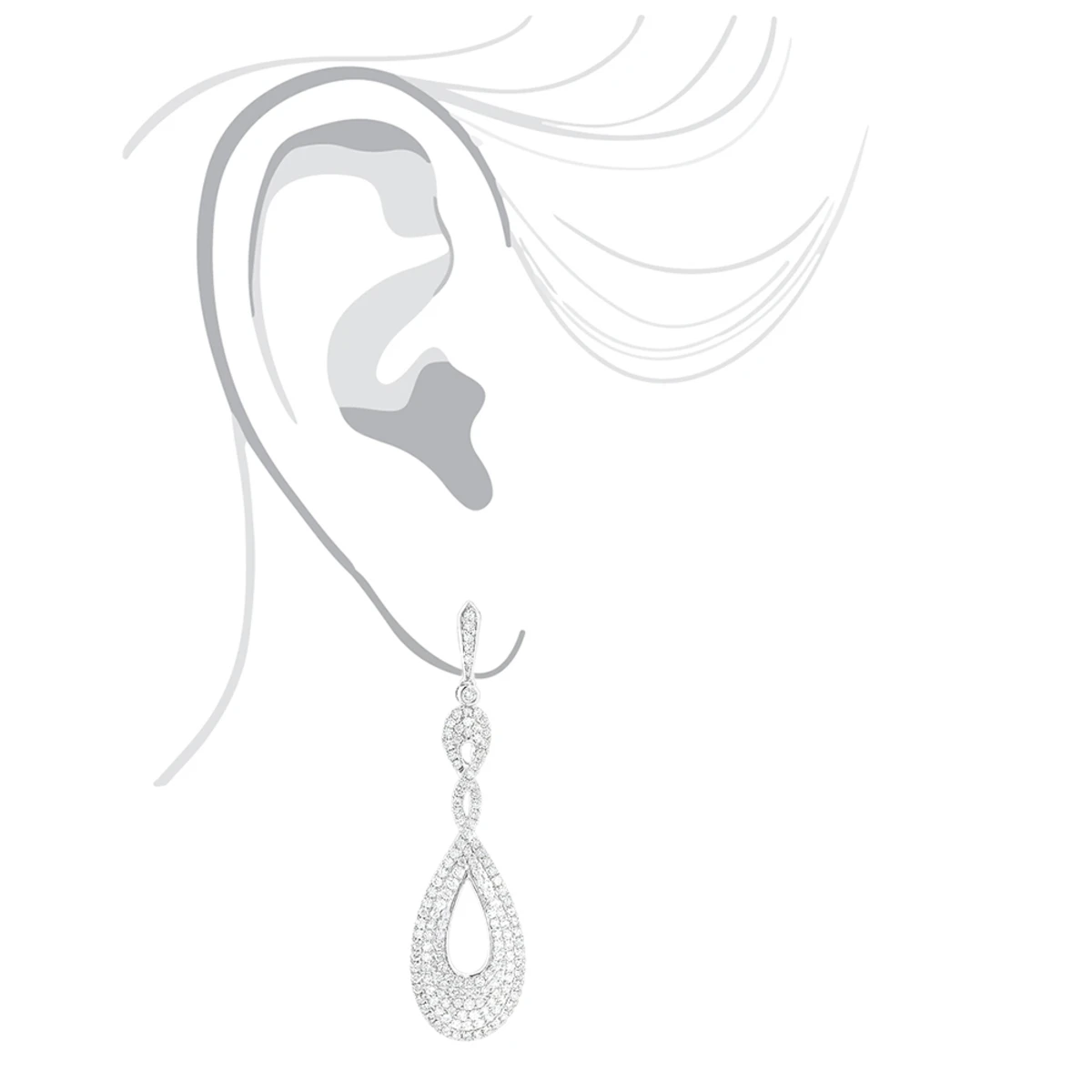 Designer Luxurman Diamond Drop Swirl Earrings For Women 3.5ct 14K White Gold 7 Designer Luxurman Diamond Drop Swirl Earrings For Women 3.5ct 14K White Gold - Image 5