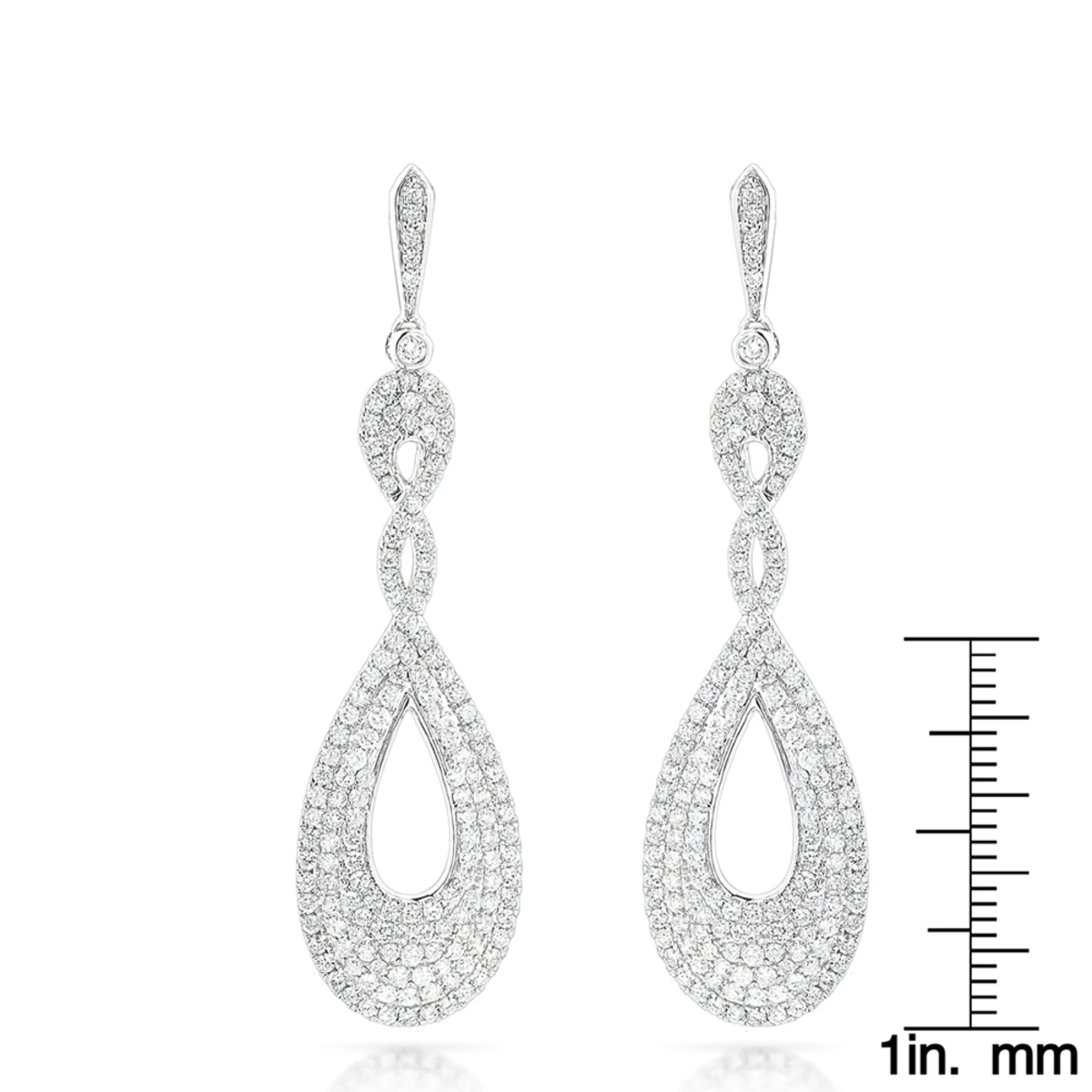 Designer Luxurman Diamond Drop Swirl Earrings For Women 3.5ct 14K White Gold 8 Designer Luxurman Diamond Drop Swirl Earrings For Women 3.5ct 14K White Gold - Image 6