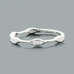 Ultra Thin Designer Stacked 14K White Gold Diamond Ring 0.07ct