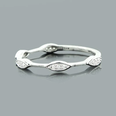 Ultra Thin Designer Stacked 14K White Gold Diamond Ring 0.07ct 3 Ultra Thin Designer Stacked 14K White Gold Diamond Ring 0.07ct