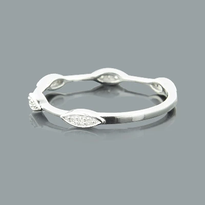 Ultra Thin Designer Stacked 14K White Gold Diamond Ring 0.07ct 4 Ultra Thin Designer Stacked 14K White Gold Diamond Ring 0.07ct - Image 2