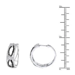Designer White Black Diamond Hoop Earrings 0.9 Ct 14K White Gold -H'Hen Sale Store designer white black diamond hoop earrings 095ct 14k p 48283 rulerwh