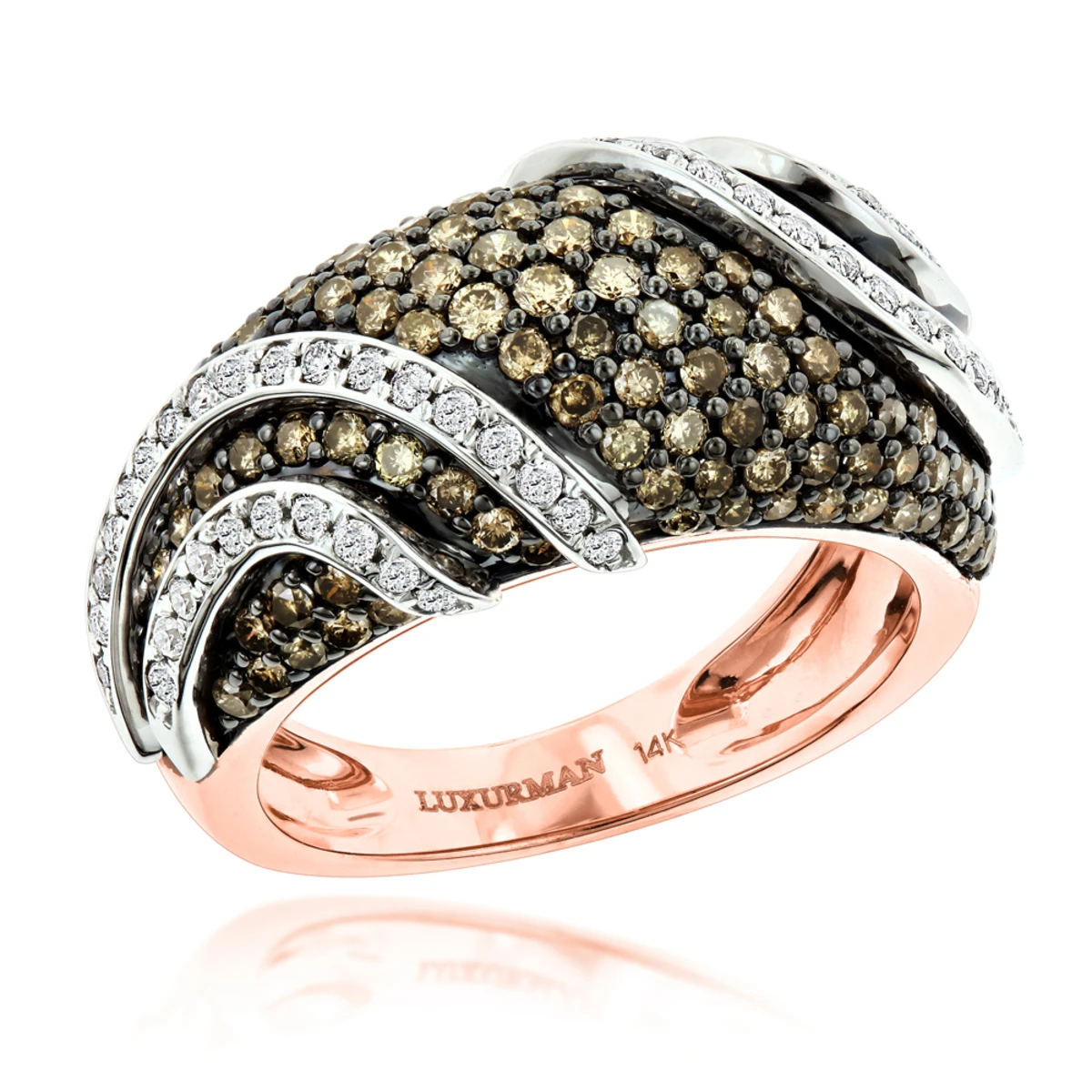 Designer White Brown Diamond Fashion Ring For Women By Luxurman 2ct 3 Designer White Brown Diamond Fashion Ring For Women By Luxurman 2ct