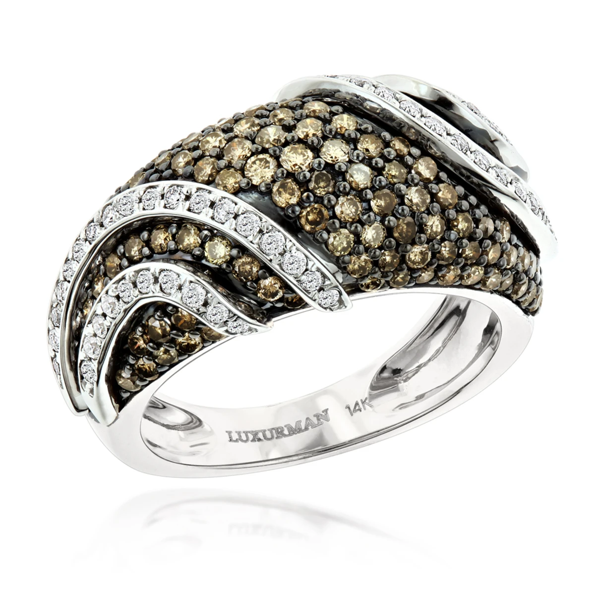 Designer White Brown Diamond Fashion Ring For Women By Luxurman 2ct 4 Designer White Brown Diamond Fashion Ring For Women By Luxurman 2ct - Image 2