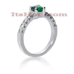 Thin Diamond And Emerald Engagement Ring 14K White Gold 0.20ctd 0.50cte -H'Hen Sale Store diamond and emerald engagement ring 14k 020ctd 050cte p 29319back