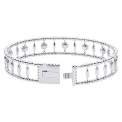 Diamond Bangle Bracelet For Women 14K Yellow Gold Flower Design 1.2Ct -H'Hen Sale Store diamond bangle bracelet for women in 14k gold flower design 12ct 018337 back white