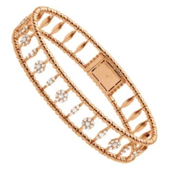 Diamond Bangle Bracelet For Women 14K Yellow Gold Flower Design 1.2Ct -H'Hen Sale Store diamond bangle bracelet for women in 14k gold flower design 12ct 018337 rose