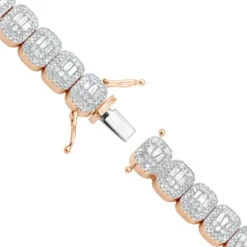 Diamond Bracelet For Women 14K Yellow Gold 8Ct Round And Baguette Diamonds -H'Hen Sale Store diamond bracelet for women 14k gold 8ct round and baguette diamonds 804076 backro