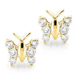 Ladies Diamond Butterfly Earrings Studs 1/2ct 14K White Gold -H'Hen Sale Store diamond butterfly earrings 048ct 14k p 44628 ye