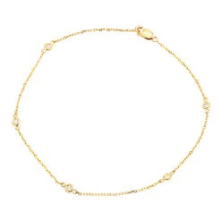 Diamond By The Yard Solid 14K Gold Anklet Bracelet With Diamonds By Luxurman