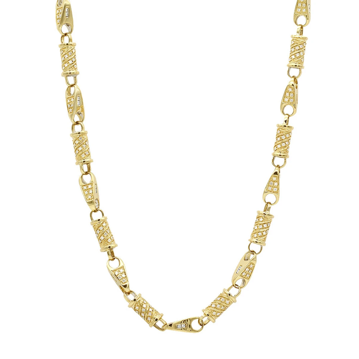 14K Yellow Gold Diamond Chain Necklace 7.08ct 3 14K Yellow Gold Diamond Chain Necklace 7.08ct