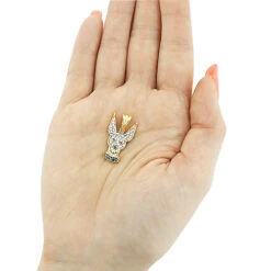 14K Yellow Gold Diamond Dog Pendant Chihuahua Pet 9 14K Yellow Gold Diamond Dog Pendant Chihuahua Pet -H'Hen Sale Store diamond chihuahua pendant in 14k dog jewelry for people 4