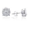 Diamond Cluster Stud Earrings 14K White Gold 1.38ct