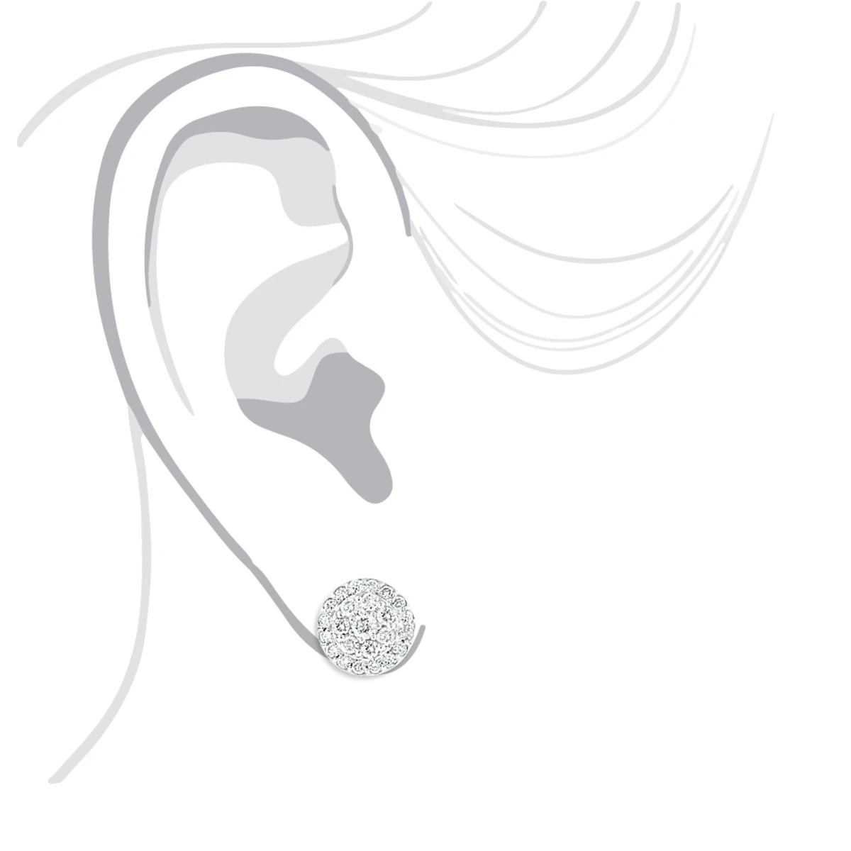 Diamond Cluster Earrings Studs 14K White Gold 1.75ct 6 Diamond Cluster Earrings Studs 14K White Gold 1.75ct - Image 4