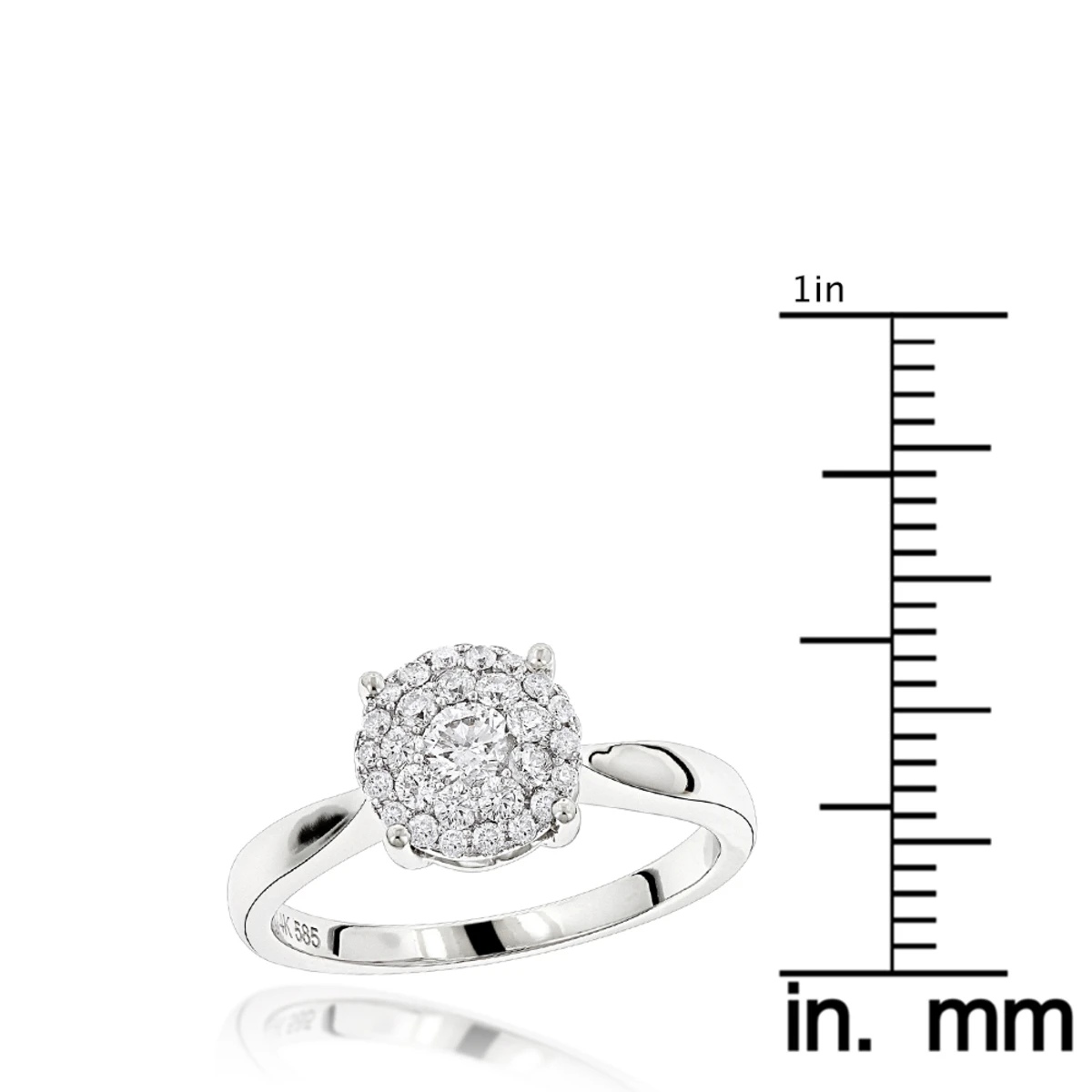 Diamond Cluster Engagement Ring 0.55ct 14K White Gold 8 Diamond Cluster Engagement Ring 0.55ct 14K White Gold - Image 6