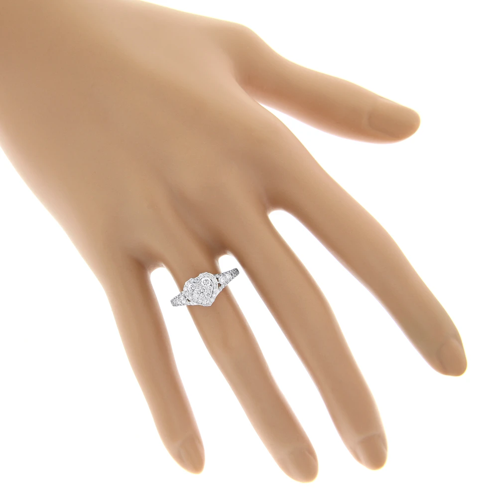 Heart Shaped Diamod Engagement Ring 14K White Gold 1 Carat Cluster Diamonds 7 Heart Shaped Diamod Engagement Ring 14K White Gold 1 Carat Cluster Diamonds - Image 5