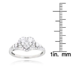 Heart Shaped Diamod Engagement Ring 14K White Gold 1 Carat Cluster Diamonds 13 Heart Shaped Diamod Engagement Ring 14K White Gold 1 Carat Cluster Diamonds -H'Hen Sale Store diamond cluster heart engagement ring in 14k gold 1ct g h vs si diamonds rulerwh