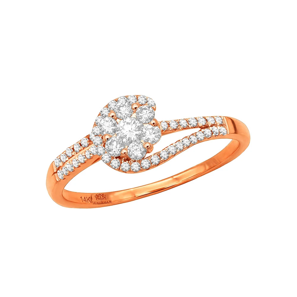 Affordable Engagement Rings 14K Gold Ladies Diamond Cluster Ring 0.61ct 5 Affordable Engagement Rings 14K Gold Ladies Diamond Cluster Ring 0.61ct - Image 3