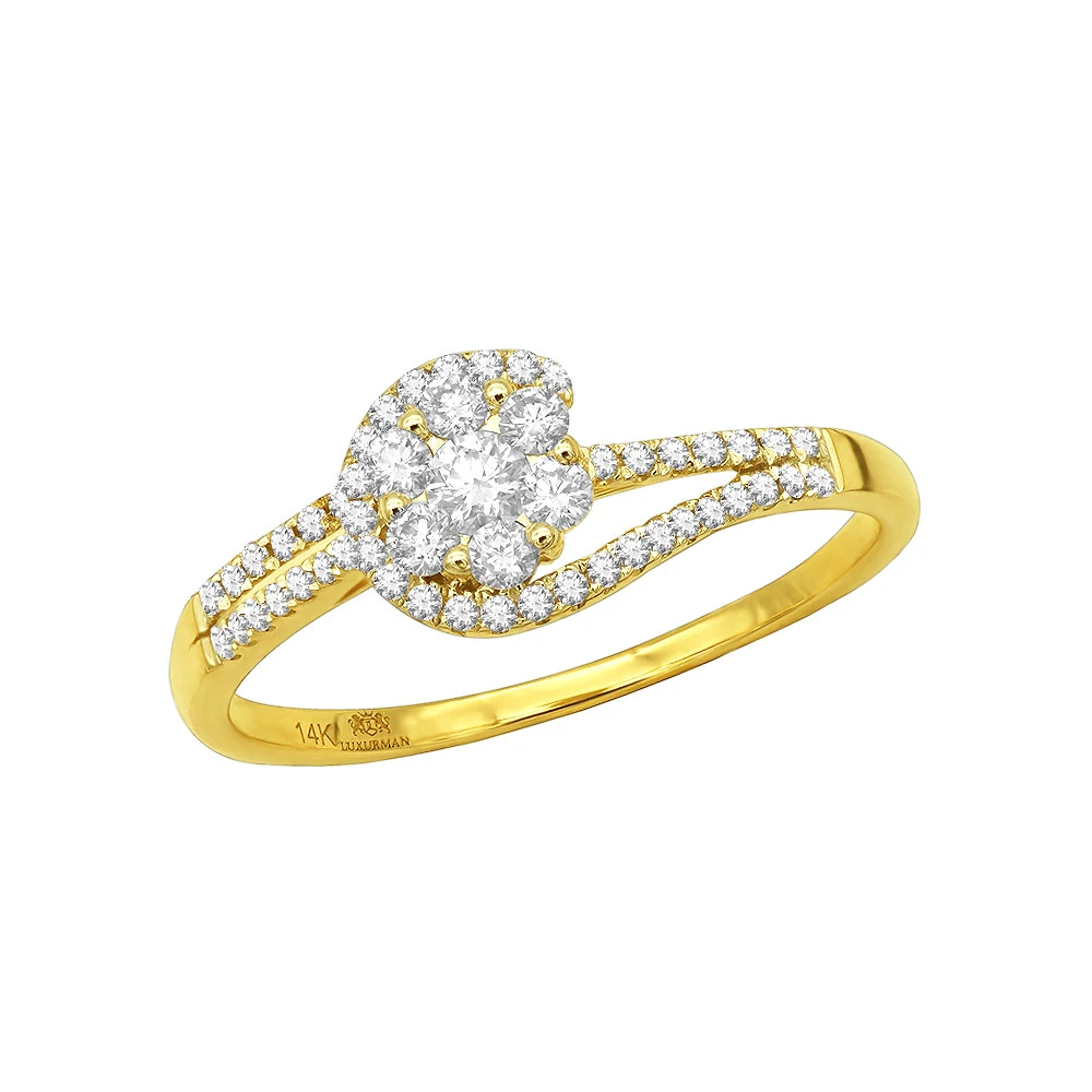 Affordable Engagement Rings 14K Gold Ladies Diamond Cluster Ring 0.61ct 4 Affordable Engagement Rings 14K Gold Ladies Diamond Cluster Ring 0.61ct - Image 2