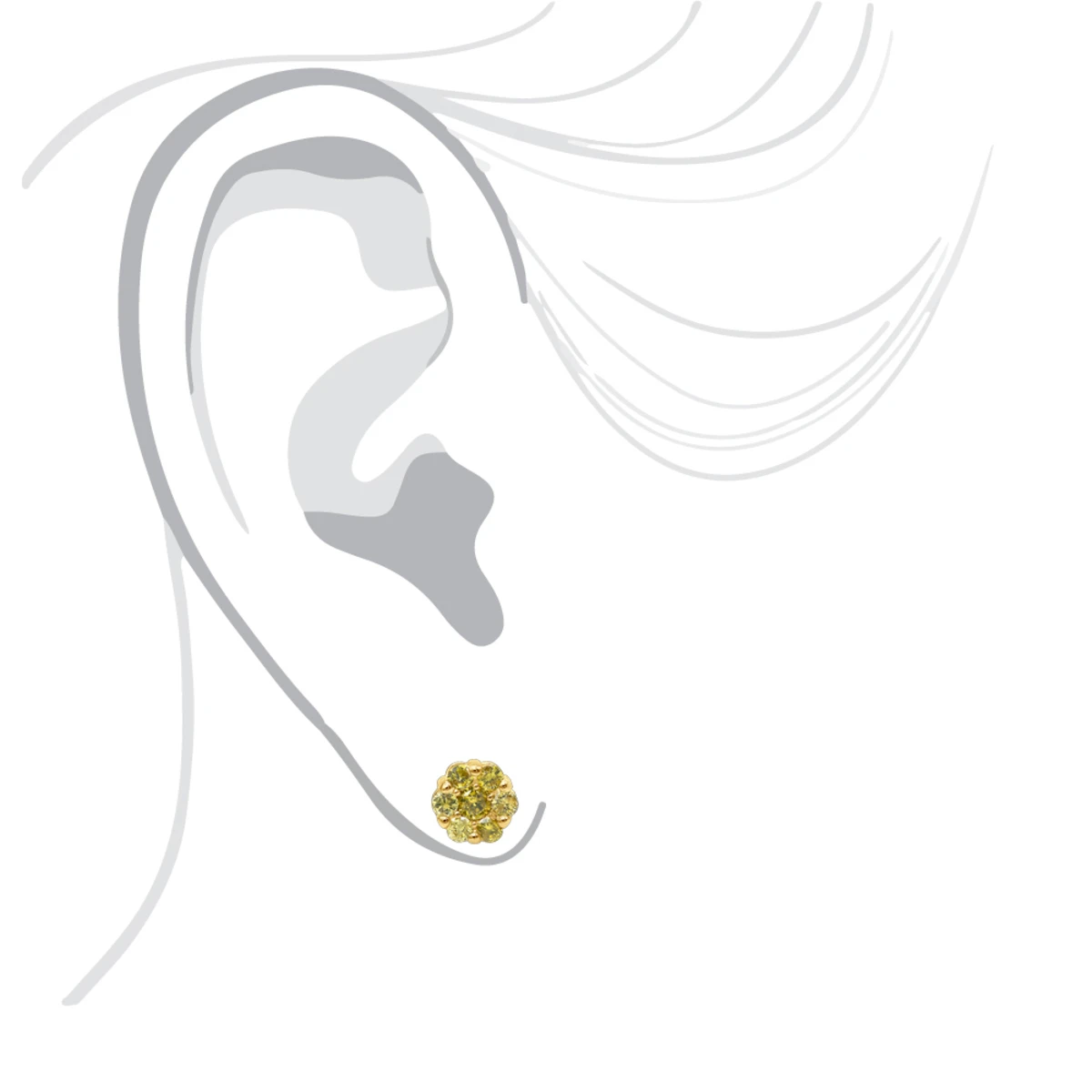 Diamond Clusters 14K Yellow Gold Yellow Diamond Stud Earrings 1ct 9 Diamond Clusters 14K Yellow Gold Yellow Diamond Stud Earrings 1ct - Image 7