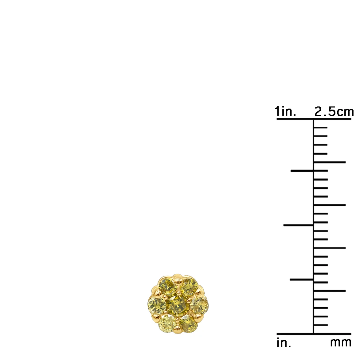 Diamond Clusters 14K Yellow Gold Yellow Diamond Stud Earrings 1ct 10 Diamond Clusters 14K Yellow Gold Yellow Diamond Stud Earrings 1ct - Image 8