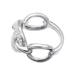 Luxurman 14K Yellow Gold Cuban Link Chain Design Ladies Diamond Cocktail Ring 0.6ct -H'Hen Sale Store diamond cocktail ring for women in 14k gold cuban link chain design 06ct 803214 backwh 20211214