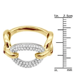 Luxurman 14K Yellow Gold Cuban Link Chain Design Ladies Diamond Cocktail Ring 0.6ct -H'Hen Sale Store diamond cocktail ring for women in 14k gold cuban link chain design 06ct 803214 rulerye 20211214