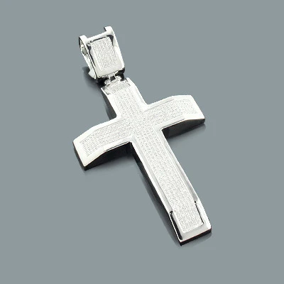 Diamond Cross Pendant Sterling Silver 1.24ct 3 Diamond Cross Pendant Sterling Silver 1.24ct