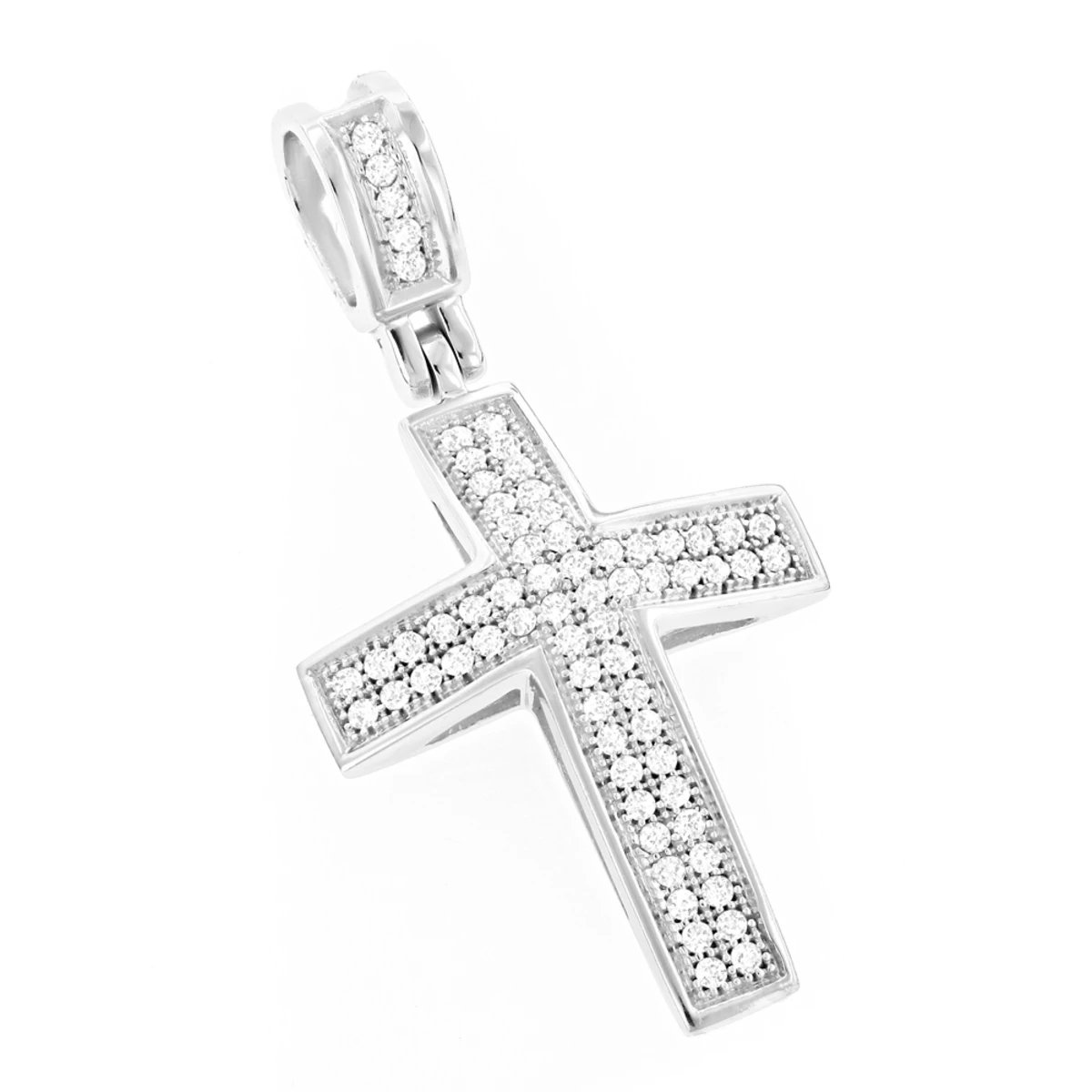 Diamond Crosses 14K White Gold Small Diamond Cross Necklace .30ct 3 Diamond Crosses 14K White Gold Small Diamond Cross Necklace .30ct
