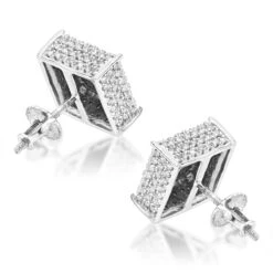 Cube Diamond Earrings For Men & Women 10K White Gold Square Stud Earrings 0.7ct 11 Cube Diamond Earrings For Men & Women 10K White Gold Square Stud Earrings 0.7ct -H'Hen Sale Store diamond earrings 10k gold diamond stud earrings 115ct p 13 backwh