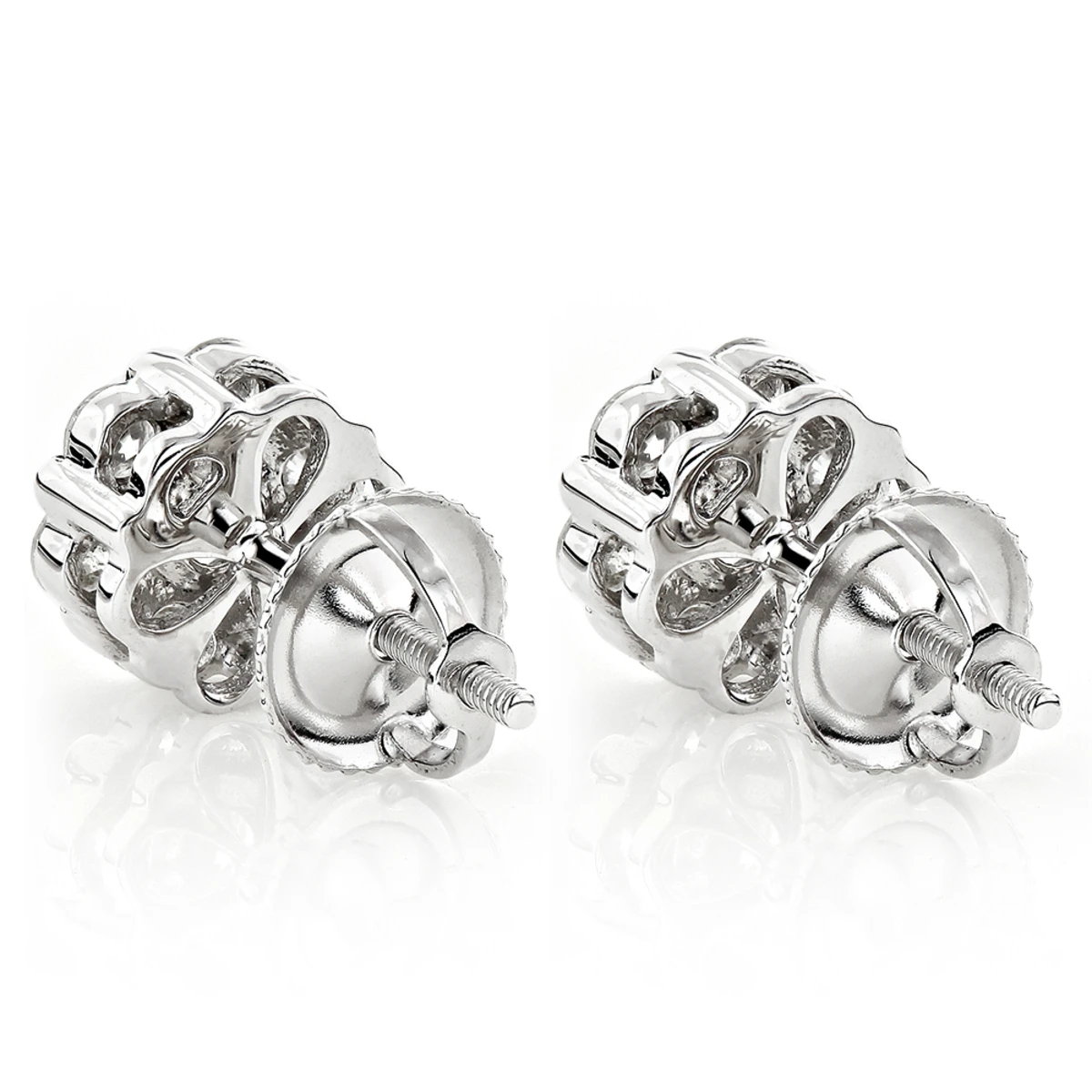 Diamond Earrings Cluster Stud Style 1/2ct 14K Yellow Gold 6 Diamond Earrings Cluster Stud Style 1/2ct 14K Yellow Gold - Image 4