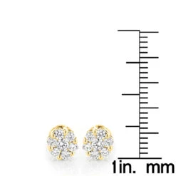 Diamond Earrings Cluster Stud Style 1/2ct 14K Yellow Gold 20 Diamond Earrings Cluster Stud Style 1/2ct 14K Yellow Gold -H'Hen Sale Store diamond earrings cluster stud style 12ct 14k gold rulerye