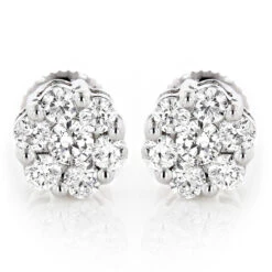 Diamond Earrings Cluster Stud Style 1/2ct 14K Yellow Gold 13 Diamond Earrings Cluster Stud Style 1/2ct 14K Yellow Gold -H'Hen Sale Store diamond earrings cluster stud style 12ct 14k gold wh