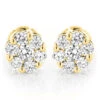 Diamond Earrings Cluster Stud Style 1/2ct 14K Yellow Gold -H'Hen Sale Store diamond earrings cluster stud style 12ct 14k gold ye