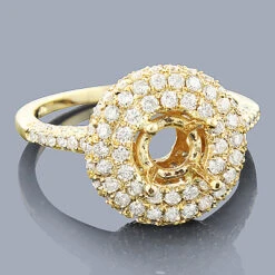 Halo Diamond Engagement Ring Setting 1.63ct 14K Yellow Gold