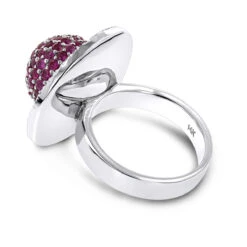 14K White Gold Diamond & Pink Sapphire Cocktail Ring For Women 3.25 11 14K White Gold Diamond & Pink Sapphire Cocktail Ring For Women 3.25 -H'Hen Sale Store diamond fashion rings pink sapphire cocktail ring 325 p 6814 backwh