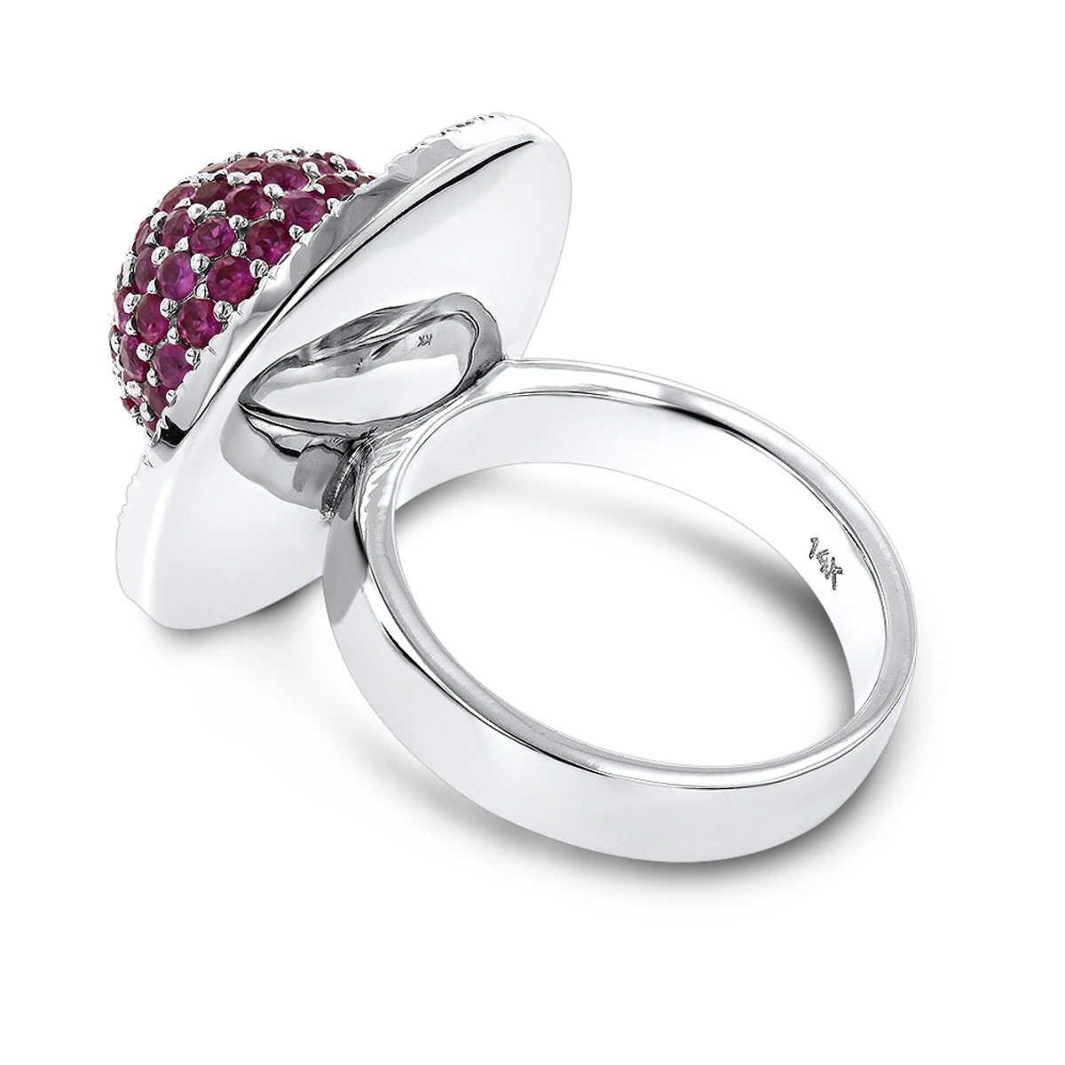 14K White Gold Diamond & Pink Sapphire Cocktail Ring For Women 3.25 6 14K White Gold Diamond & Pink Sapphire Cocktail Ring For Women 3.25 - Image 4