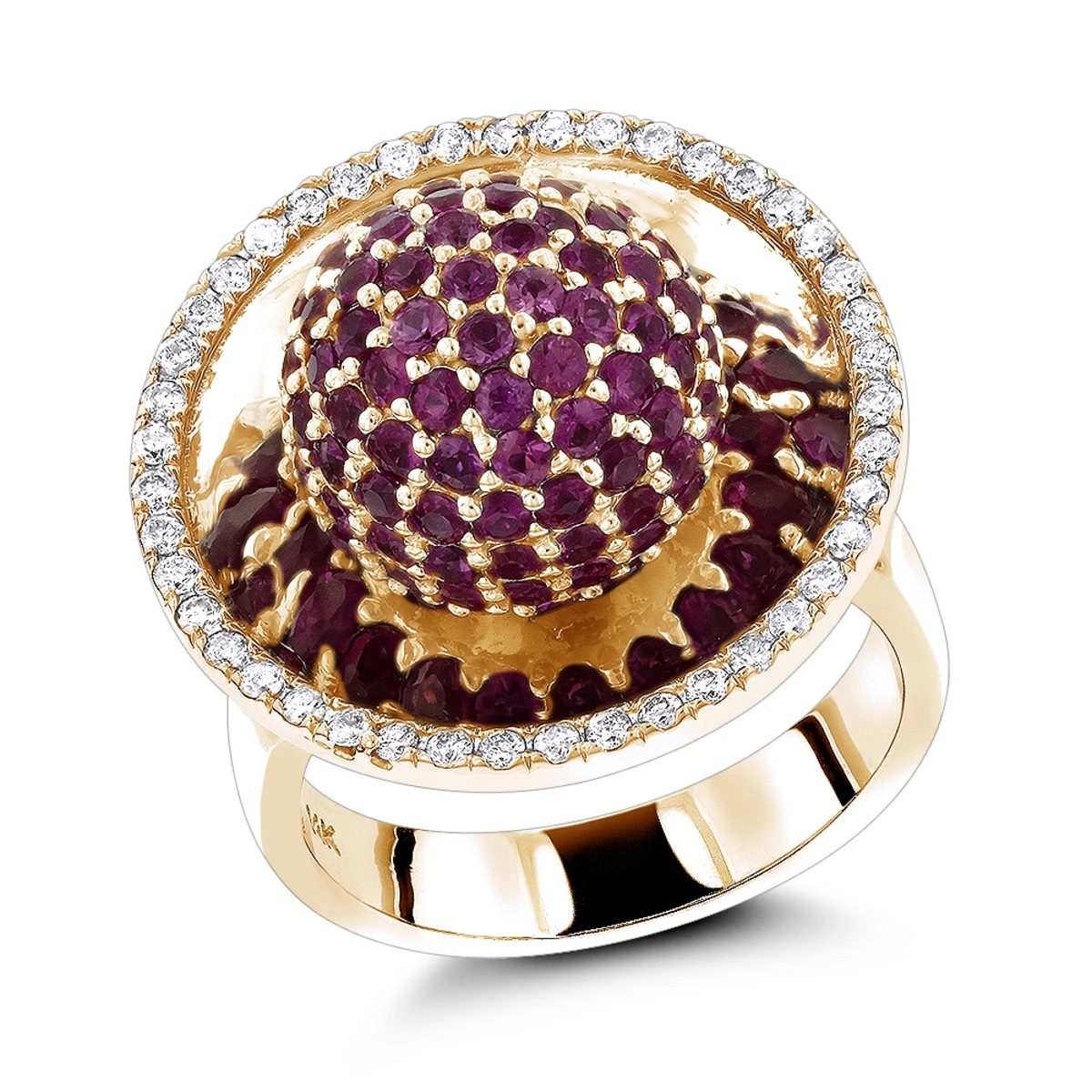 14K White Gold Diamond & Pink Sapphire Cocktail Ring For Women 3.25 4 14K White Gold Diamond & Pink Sapphire Cocktail Ring For Women 3.25 - Image 2