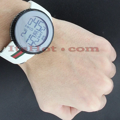 Unique White & Black Diamond Gucci Watch For Men 5.25 Carats YA114214 5 Unique White & Black Diamond Gucci Watch For Men 5.25 Carats YA114214 - Image 3