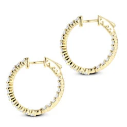 Diamond Hoop Earrings 2.20ct 14K Yellow Gold Inside Out -H'Hen Sale Store diamond hoop earrings 220ct 14k inside out p 45375 backye