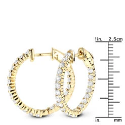 Diamond Hoop Earrings 2.20ct 14K Yellow Gold Inside Out -H'Hen Sale Store diamond hoop earrings 220ct 14k inside out p 45375 rulerye