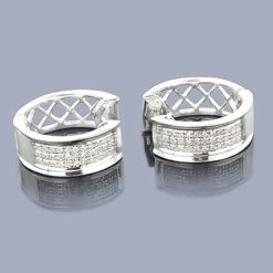 Diamond Hoop Huggie Earrings In Sterling Silver .30ct